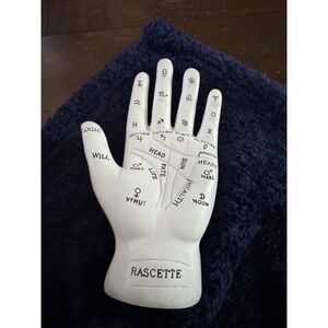 Ceramic Palmistry Hand Statue White 7" Fortune Teller Chiromancy Occult Decor
